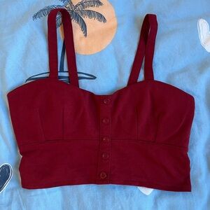 Women's Burgundy Button-Up Crop Top
